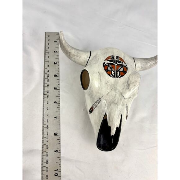 VTG Ceramic Longhorn Bull Cow Skull Sculpture Southwestern Style 1995 1990s - Picture 4 of 14